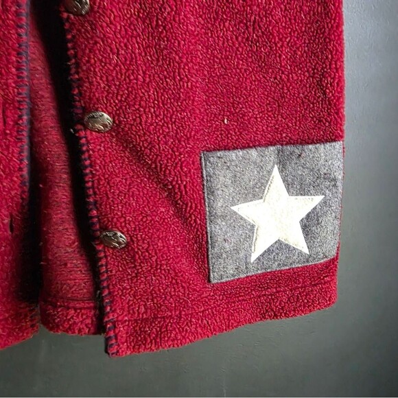 Vtg USA Flag Deep Red Thick Cardigan Sweater Button Women’s XL Hand Embroidered - Picture 4 of 13